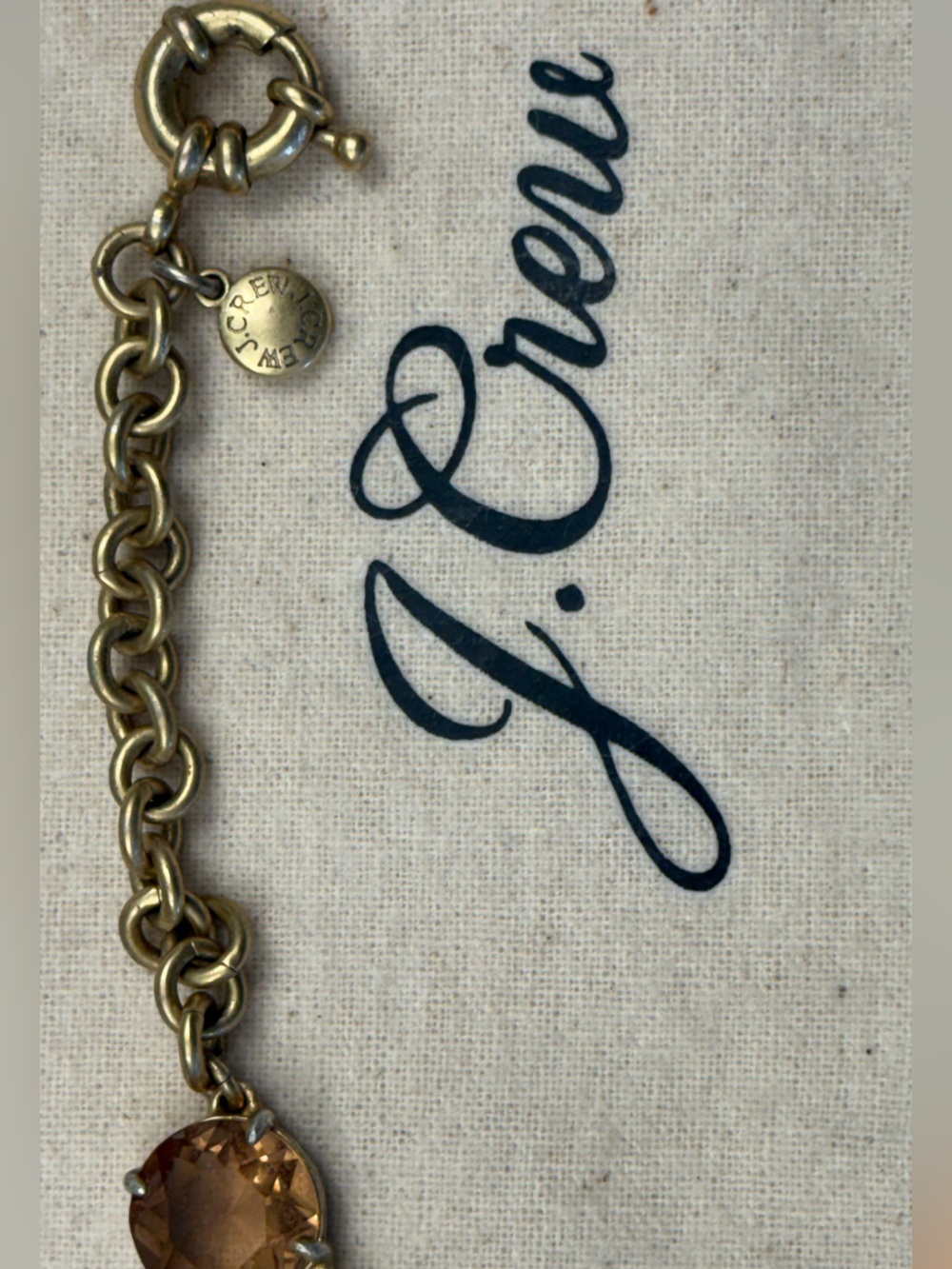J.CREW Olive Green & Gold Faceted Statement Necklace - Streamlined Design + Bag - Picture 2 of 3